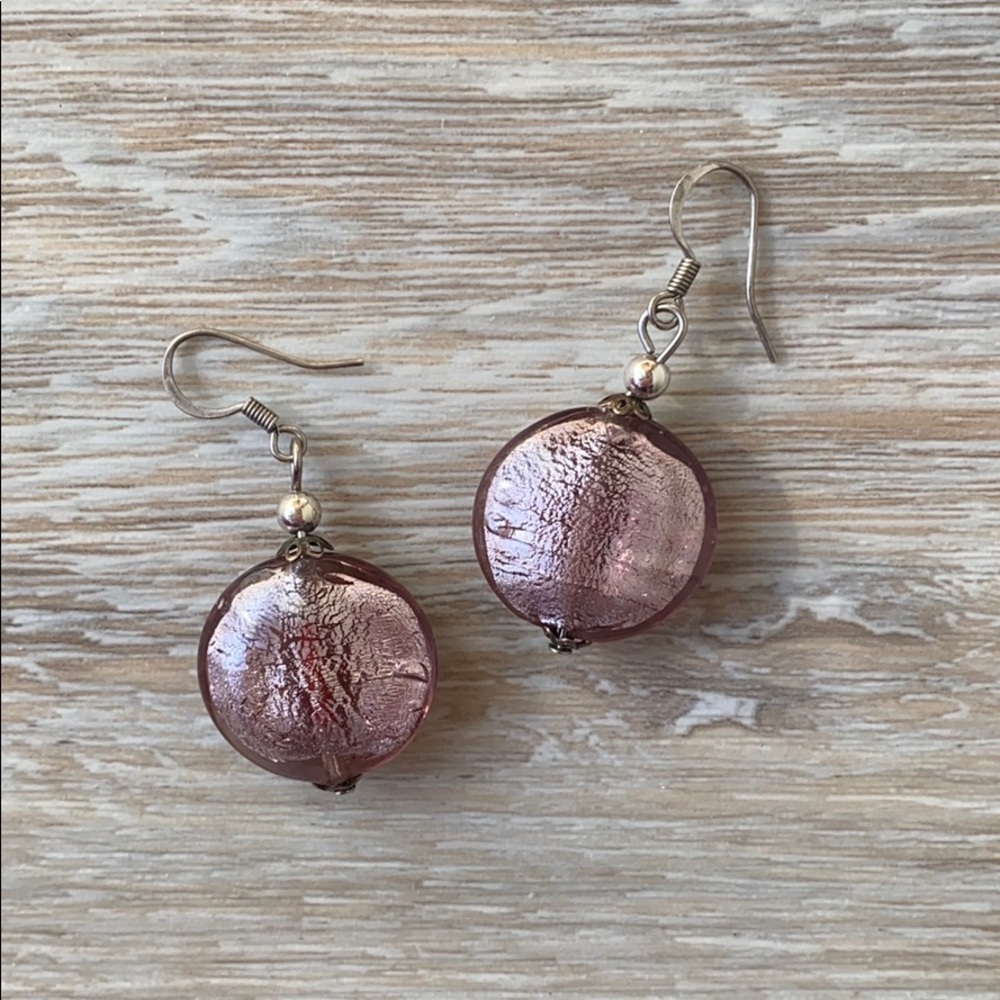 Rose glass bead earrings